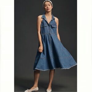 Anthropologie Pilcro Sleeveless Halter Swing Midi Dress Small
